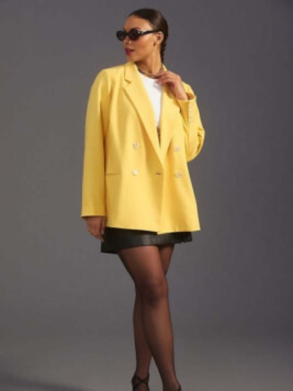 Maeve Anthropologie Butter Yellow Double Breasted Blazer Workwear Womens US 6